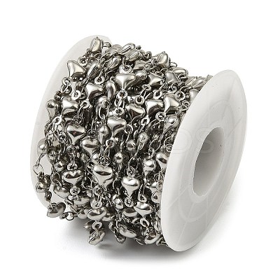 304 Stainless Steel Heart Link Chains CHS-A017-02B-P-1