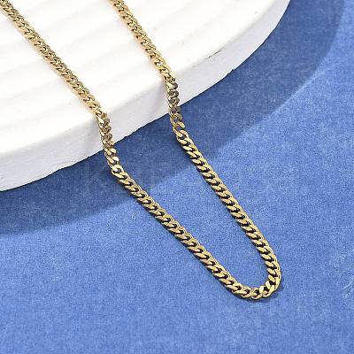 Unisex PVD Vacuum Plating 304 Stainless Steel Curb Chain/Twisted Chain Necklaces STAS-D0002-34G-1