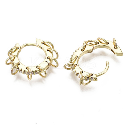 Brass Micro Pave Clear Cubic Zirconia Huggie Hoop Earrings EJEW-N015-05-NF-1