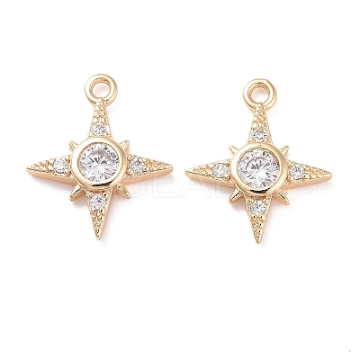 Brass Micro Pave Clear Cubic Zirconia Charms X-KK-G418-08G-1