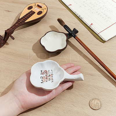 2Pcs 2 Colors Plum Blossom Shape Ceramic Ink Dish AJEW-PH0006-33-1