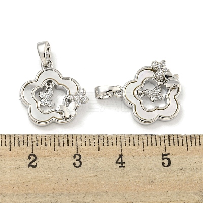 Brass with Clear Cubic Zirconia with Sea Shell Pendants KK-Q820-12P-1