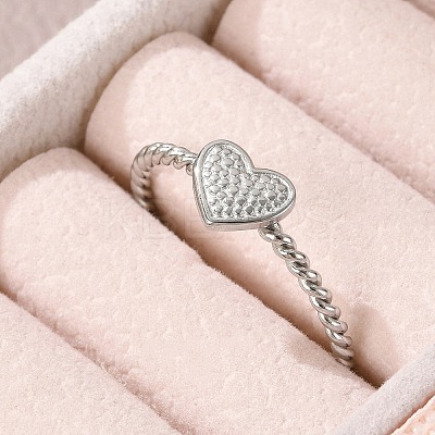 Heart 304 Stainless Steel Open Cuff Rings for Women LS-RJEW-G338-14P-1