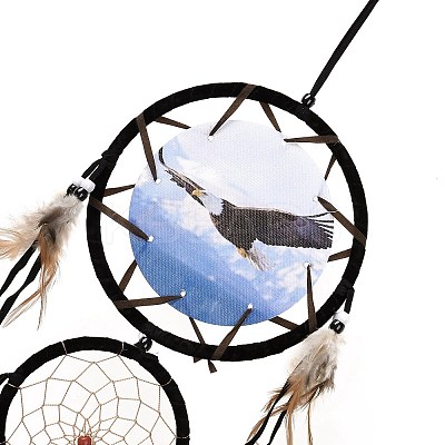 Indian Style ABS Woven Web/Net with Feather Pendant Decorations AJEW-B016-04A-1