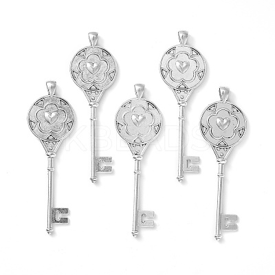 Tibetan Style Alloy Key Pendant Cabochon Bezel Settings PALLOY-J494-51AS-1