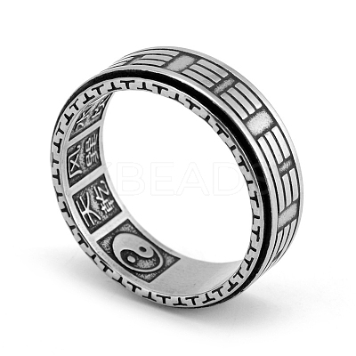 Yin-yang Taiji Stainless Steel Rotating Finger Ring PW-WG64210-03-1