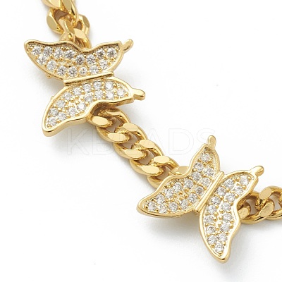 Brass Micro Pave Clear Cubic Zirconia Curb Chain Bracelets BJEW-B009-03G-1