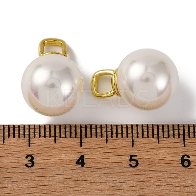 Rack Plating Brass & Shell Pearl Ball Pendants KK-B103-03B-G-1