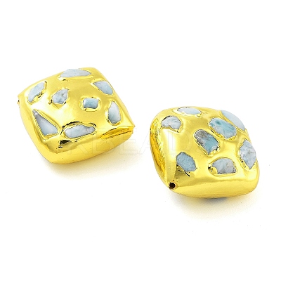 Rack Plating Brass with Natural Larimar Beads KK-NH0001-05G-1