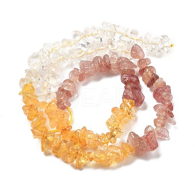 Natural Quartz Crystal & Strawberry Quartz & Citrine Beads Strands G-L610-A24-01-1