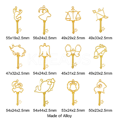 24Pcs 12 Style Alloy Open Back Bezel Pendants PALLOY-CJ0001-128-1