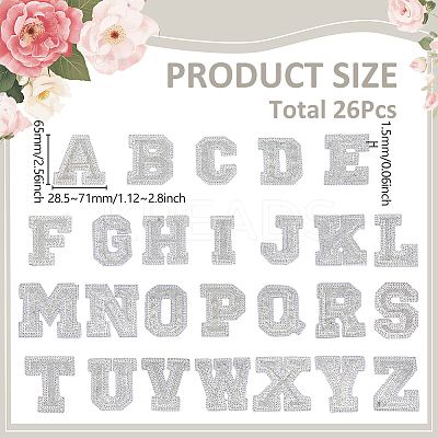 26Pcs Letter A~Z Glitter Powder with Paillette Sew on Cloth Patches PATC-MA0001-54B-1
