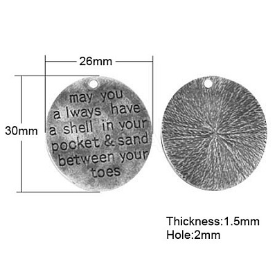 Tibetan Style Alloy Quote Pendants TIBEP-A21550-AS-FF-1
