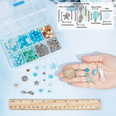 DIY Ocean Theme Stretch Bracelets Making Kit DIY-SC0021-56-1
