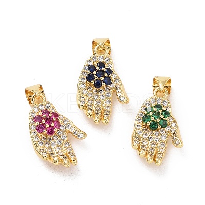 Brass Micro Pave Cubic Zirconia Pendants ZIRC-F134-30G-1