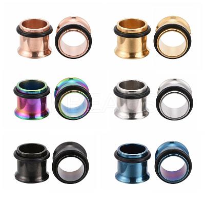 12Pcs 6 Colors 316 Surgical Stainless Steel Screw Ear Gauges Flesh Tunnels Plugs STAS-YW0001-16A-1