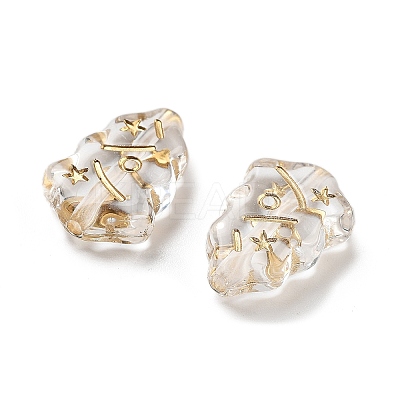 Metal Enlaced Transparent Acrylic Beads X-MACR-M045-09-1