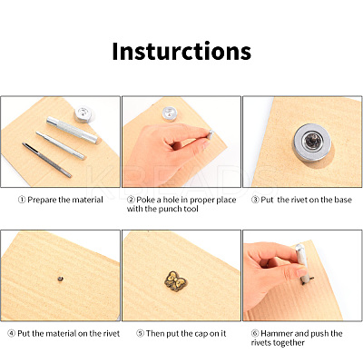18 Sets Crown & Bowknot & Rose Flower Brass Leather Snap Buttons Fastener Kits SNAP-YW0001-05AB-1
