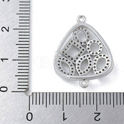 Rack Plating Brass Micro Pave Clear Cubic Zirconia Triangle Connector Charms KK-A234-035P-01-1