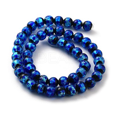 Glow in the Dark Luminous Style Handmade Silver Foil Glass Round Beads LS-FOIL-I006-8mm-02-1