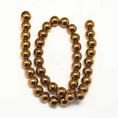 Non-magnetic Synthetic Hematite Beads Strands G-S096-10mm-4-1