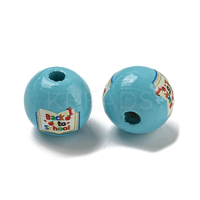 Printed Wood European Beads WOOD-L020-D16-1