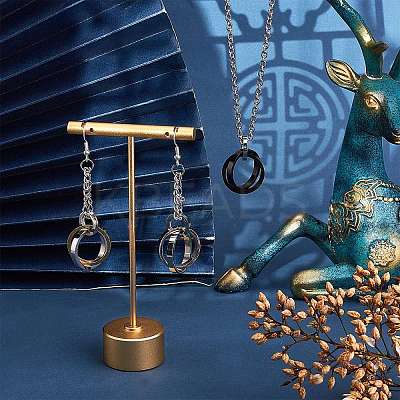 3Pcs 3 Color 304 Stainless Steel Interlocking Ring Pendants STAS-UN0032-56-1