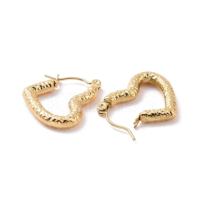 Ion Plating(IP) 304 Stainless Steel Heart Hoop Earrings for Women EJEW-G293-25G-1
