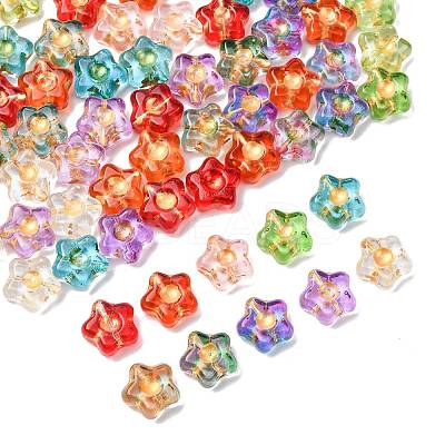 80Pcs 10 Colors Electroplate and Golden Metal Enlaced Glass Beads EGLA-FS0001-56-1