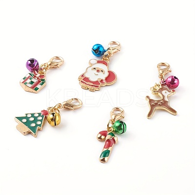 Christmas Theme Alloy Enamel Pendant Decoration HJEW-JM00469-S-1