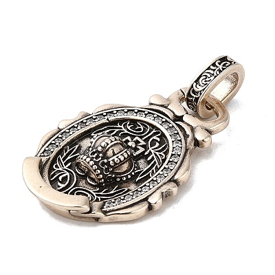 Rack Plating Brass Micro Pave Cubic Zirconia with Sea shell Pendants KK-Q795-15A-AS-1