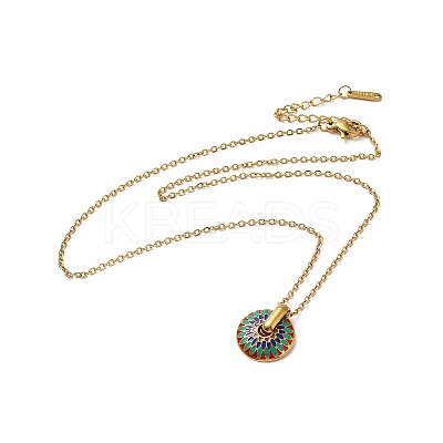 Colorful Enamel Flower Pendant Necklace NJEW-F305-01G-1
