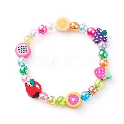 Handmade Polymer Clay Beads Stretch Bracelets for Kids BJEW-JB06326-02-1