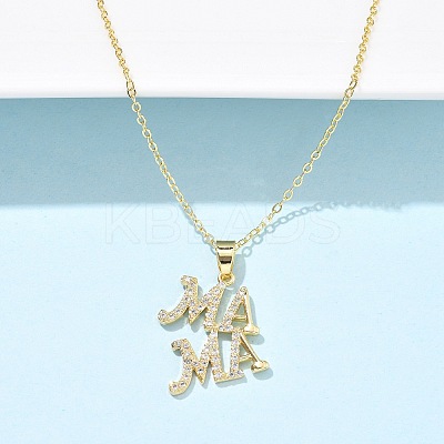 Mother's Day Brass Micro Pave Clear Cubic Zirconia Pendant Necklaces for Women LS-NJEW-Q021-01B-G-1