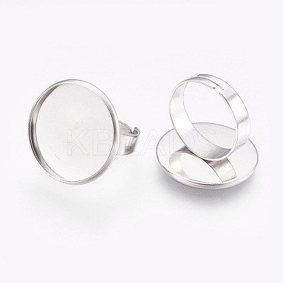 Tarnish Resistant Adjustable 304 Stainless Steel Finger Rings Components STAS-I097-053P-1