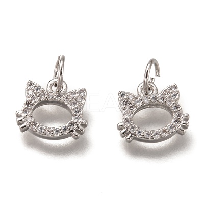 Brass Micro Pave Clear Cubic Zirconia Charms ZIRC-B002-55-1