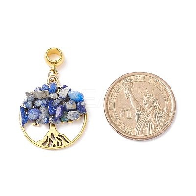 Natural Lapis Lazuli European Dangle Charms PALLOY-JF01786-03-1
