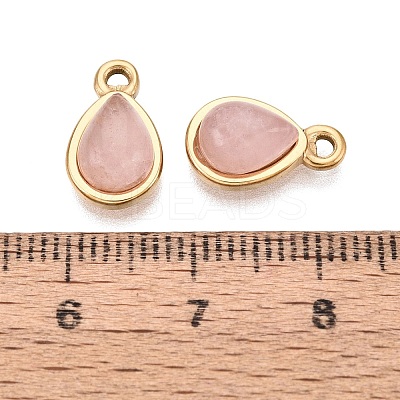 Natural Rose Quartz Teardrop Charms STAS-N109-209A-G-1