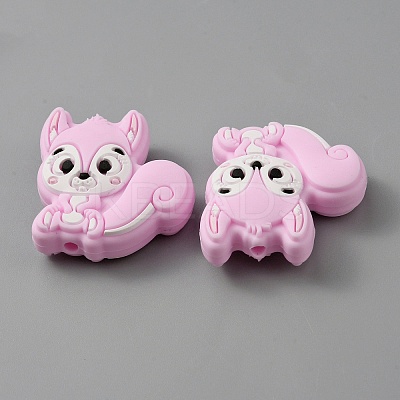 Squirrel Food Grade Eco-Friendly Silicone Beads SIL-WH0012-030E-1