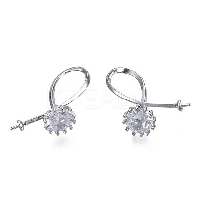 Brass Micro Pave Clear Cubic Zirconia Peg Bails Pendants KK-N216-353-1