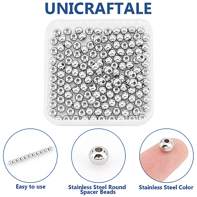 304 Stainless Steel Round Spacer Beads STAS-UN0058-86C-P-1