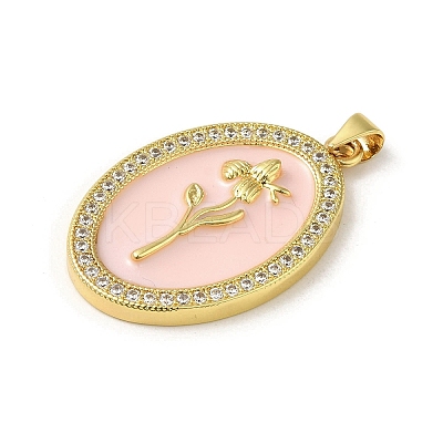Brass Micro Pave Cubic Zirconia Pendants KK-C058-08G-1