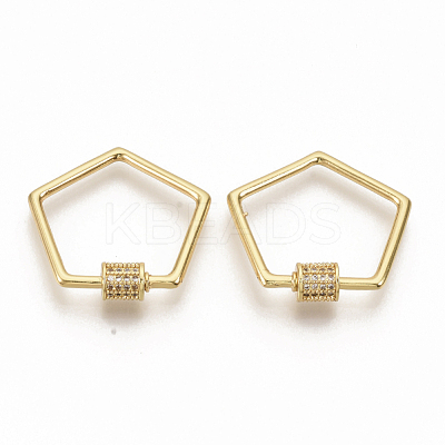 Brass Micro Pave Clear Cubic Zirconia Screw Carabiner Lock Charms ZIRC-S066-005-1