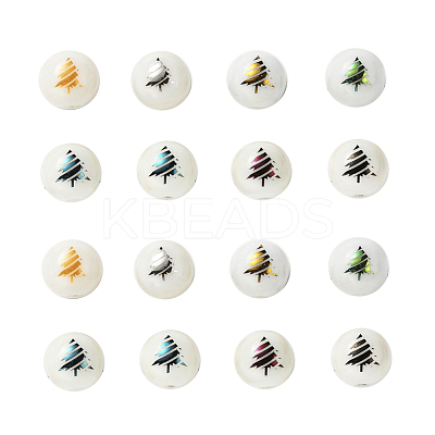80Pcs 8 Colors Christmas Opaque Glass Beads EGLA-YW0001-03-1