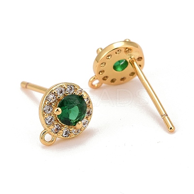 Brass Micro Pave Cubic Zirconia Stud Earrings Findings X-ZIRC-C030-01G-1