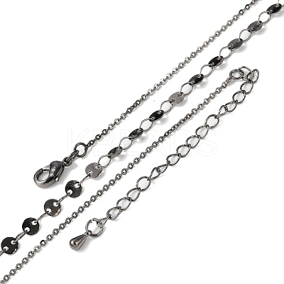 Brass Cable & Flat Sequin Chains Necklaces for Women NJEW-D302-40B-1