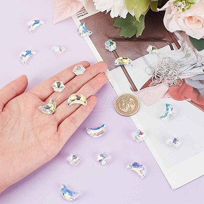24Pcs 2 Style Glass Rhinestone Pendants GLAA-OC0001-27-1