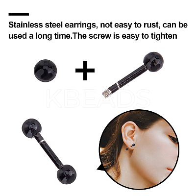 304 Stainless Steel Ball Stud Earrings EJEW-UN0001-49-1