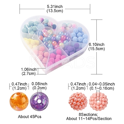 148Pcs 8 Style Rubberized Style & Imitation Pearl & Transparent Crackle Acrylic Beads MACR-YW0001-98-1