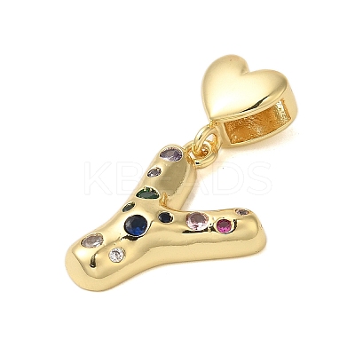 Rack Plating Brass Micro Pave Clear Cubic Zirconia Perdants KK-C067-12G-Y-1